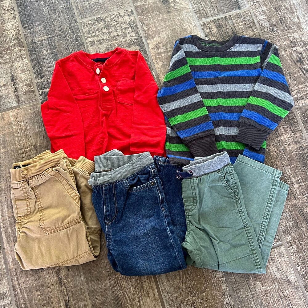 3T Bundle - 2 Long Sleeve Tees, 3 Pants / Jeans OshKosh B'Gosh